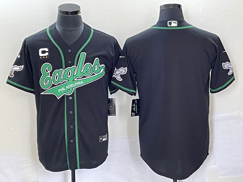 Men's Philadelphia Eagles Blank Black Cool Base Stitched Baseball Jersey